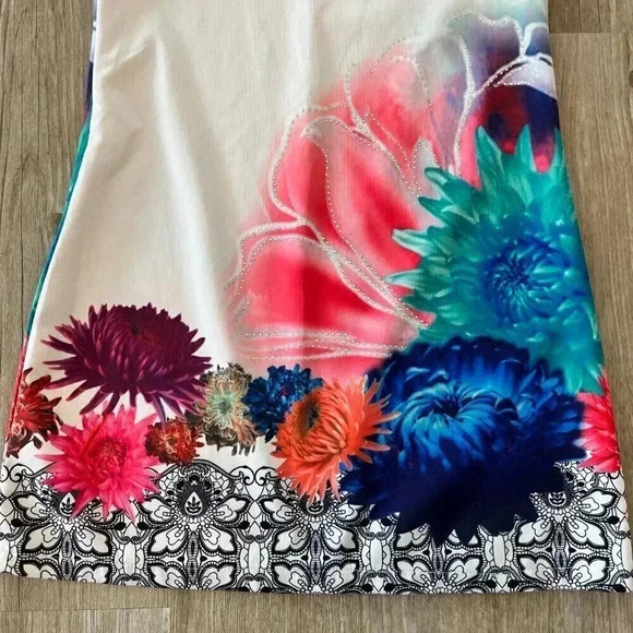 Womens Colorshow Fashion Unique Floral Beaded Dress - M - Picture 3 of 8